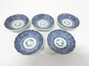 古伊万里　染付　蛸唐草　小皿　5客